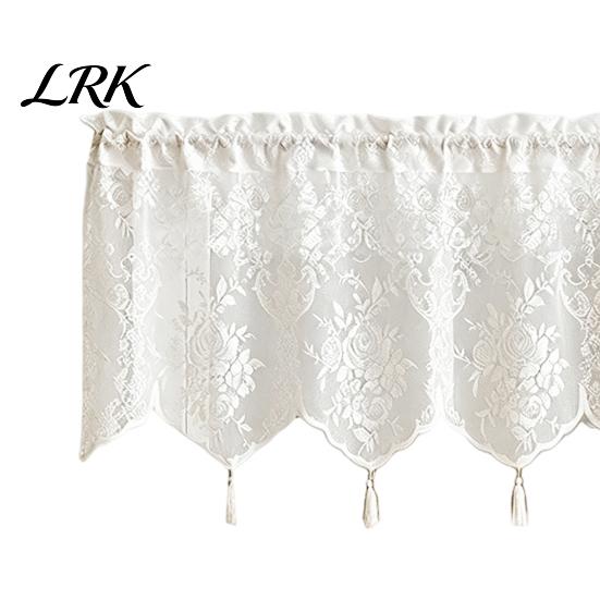 Легкая кружевная ламбрекен-штора для окна, белая прозрачная короткая штора с кисточками и карманной лентой, винтажная, фильтрующая свет, для гостиной, спальни