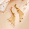 SHIXIN New Elegant Sequin Long Tassel Drop Earrings for Women Sexy Vintage Alloy Round Pendant Earrings Daily Wear Jewelry Gifts
