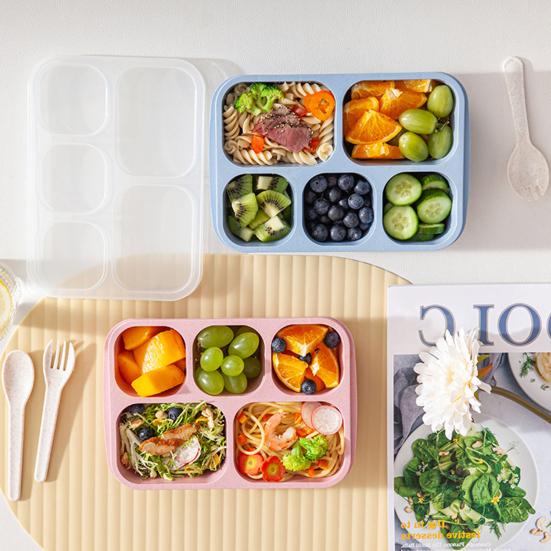 Контейнеры для обедов Bento для взрослых и детей. Многоразовые коробки для закусок с 5 отделениями для школьной работы, путешествий. Штабелируемые микроволновые печи. Безопасные кухонные инструменты.