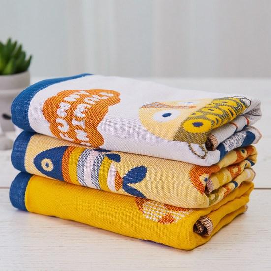 Детское полотенце, мягкое, приятное на ощупь, 4-слойное, удобное, не раздражающее чистку кожи, хлопковое полотенце для лица с различными принтами для детского сада