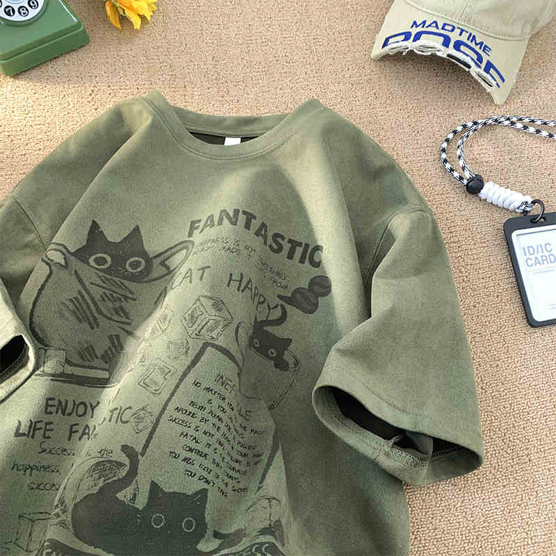 Замшевая футболка с коротким рукавом, мужская модная брендовая летняя свободная футболка с коротким рукавом, модная простая принтованная футболка