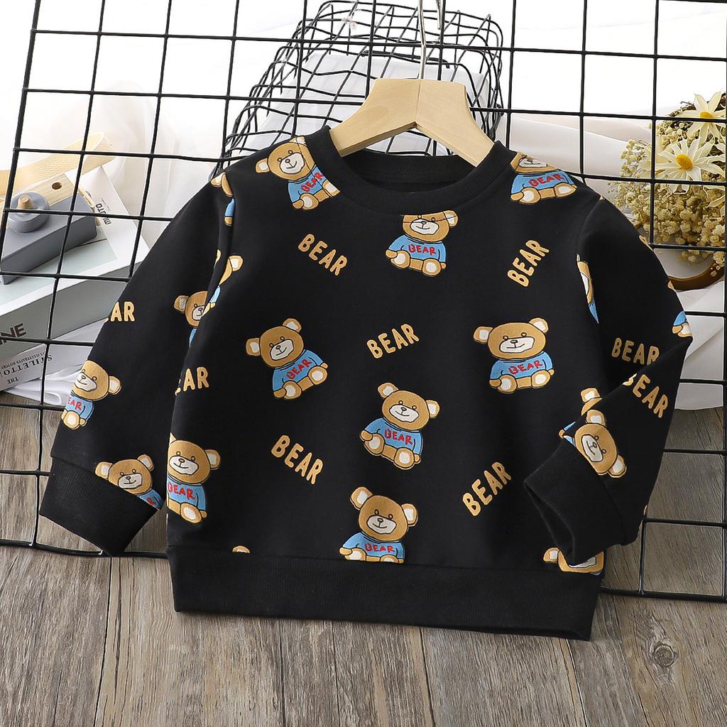 Детские осенние футболки с длинными рукавами и круглым вырезом с мультяшным принтом для унисекс