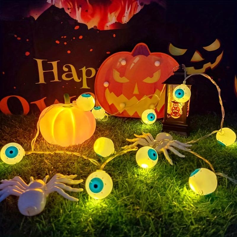 Halloween Eyeball String Lights LED Battery Glowing Ghost Eye Ball Lights Horror Atmosphere Props for Indoor Outdoor Party Decor