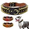 2'' Width Leather Dog Collar Durable For Big Dogs Sharp Spikes Studded Medium Large Dogs Pet Collars For Pitbull German Shepherd