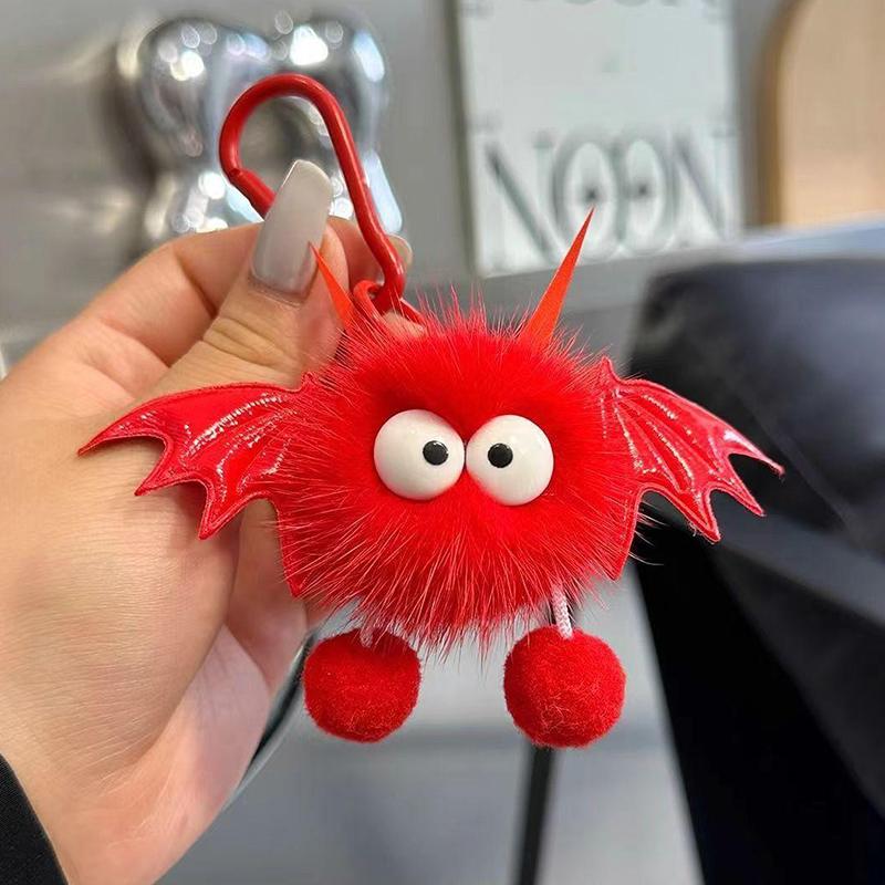 Хэллоуин Искусственный Мех Норки Маленькая Летучая Мышь Маленький Дьяволенок Подвеска для Рюкзака Плюшевый Брелок