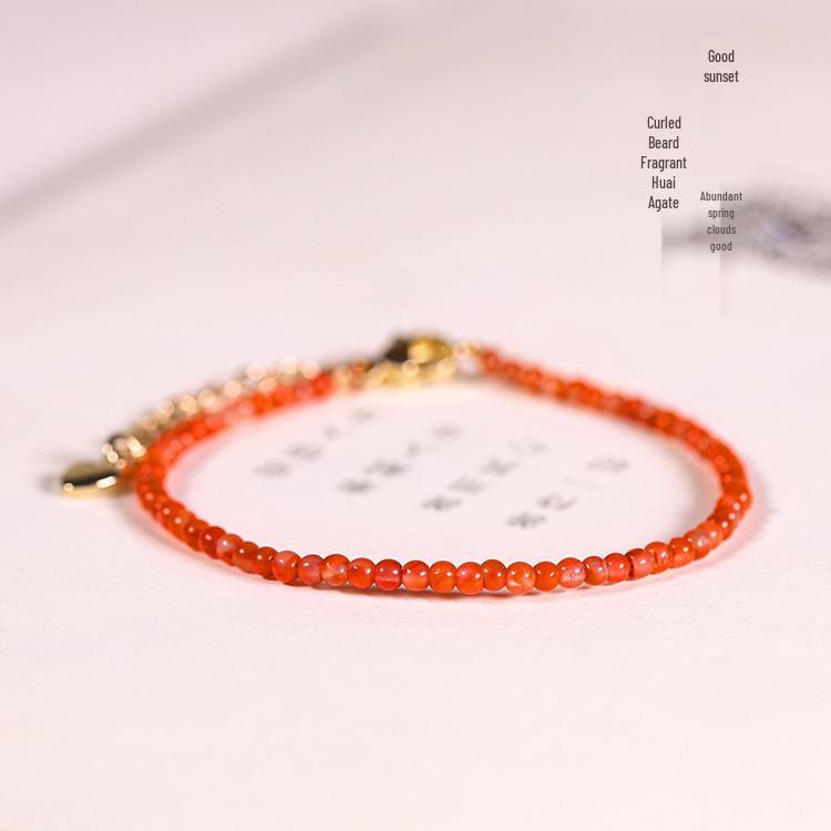 Нанхонг Агат Красная Нить Женский Простой Кристальный Браслет - Изысканный Нишевый Дизайн