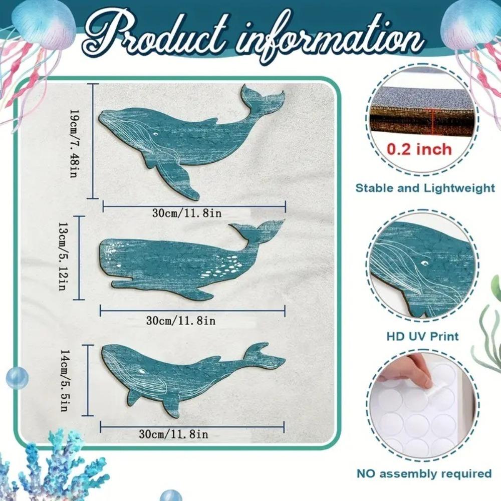 Wooden Whale Signs Pendant Retro Ocean Animal Decoration Whale Shark Wall Ornament Cafe Bar