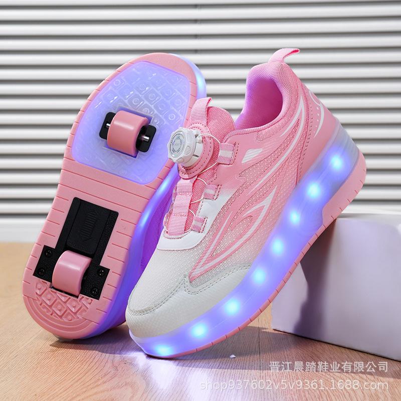 New Runaway Shoes Boys Summer Children Pulley Sneakers Roller Skates Double Wheel Breathable Burst Shoes Boys