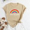 Summer Women's Rainbow Letter Print Loose Round Neck Casual Pure Cotton Short Sleeved T-shirts Women's