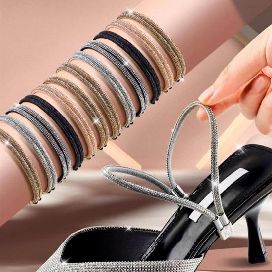 2 шт. стразы эластичные ремешки для обуви высокие каблуки ремни для обуви съемные нерасстегивающиеся ремешки для сандалий тапочки надежная фиксация