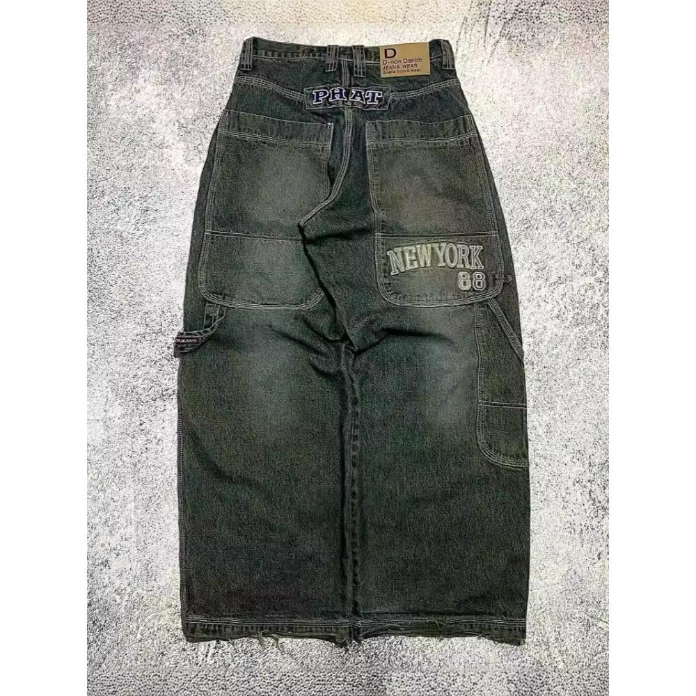 RogueWave Американский хип-хоп Ретро Свободные джинсы Женские Y2K Новая волна Харадзюку С высокой талией Широкие брюки Готические Широкие брюки Уличные брюки