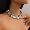 Stylish Irregular Metallic Necklace Set: European & American Shiny Pleated Design AVE
