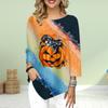 Женская футболка с рукавом три четверти и круглым вырезом, свободные рубашки, повседневные футболки с принтом тыквенной головы