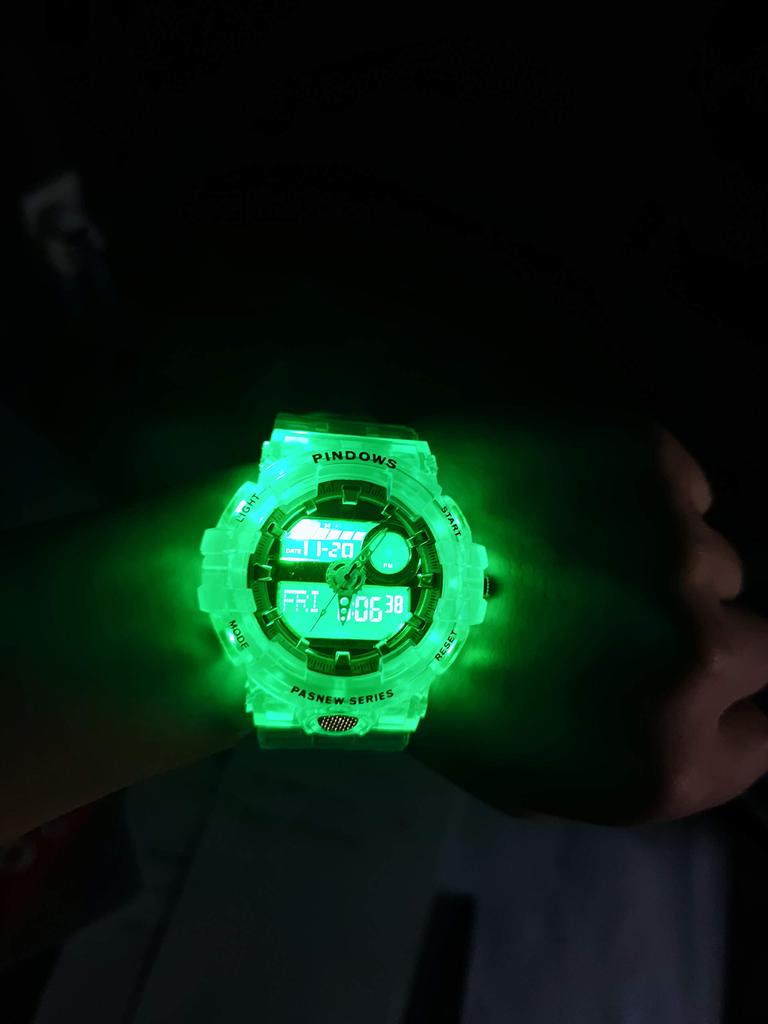 PINDOWS Military Watch Outdoor Sports Electronic Date Multifunction LED Alarm 50 Meter Water Resistant Analog Digital Display Watch Men's Watch, Men's