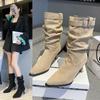 2025 High Heel Women Stretch Knee High Boots Fashion Elegant Dancing Party Shoes Autumn Pointed Toe Women's Modern Long Booties