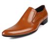 European Style Slim Fit Pointed Toe Full Grain Leather Slip-On Business Shoes
