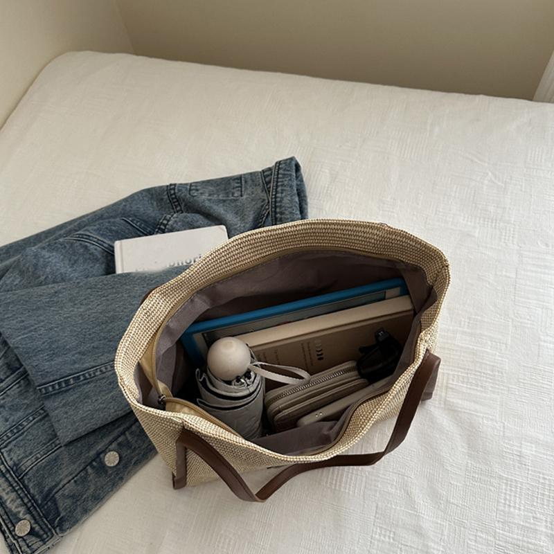 Милая плетеная сумка через плечо из ротанга ручной работы, плетеные сумки-тоут большой вместимости, большие сумки для женщин, девушек AVE