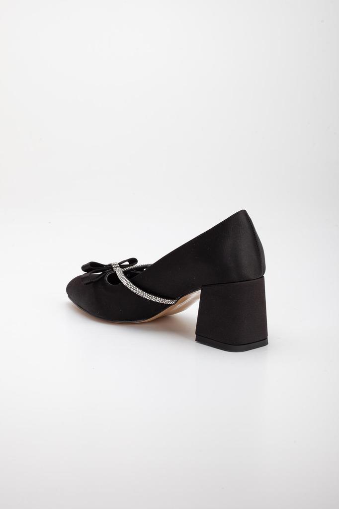 Женские большие туфли из атласной кожи больших размеров с бантиком и высоким каблуком