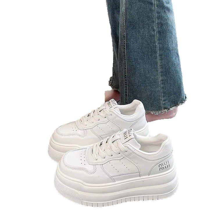 Foreign trade platform white shoes women's heightening soft baseplate shoes 2025 spring new versatile lightweight casual sports shoes