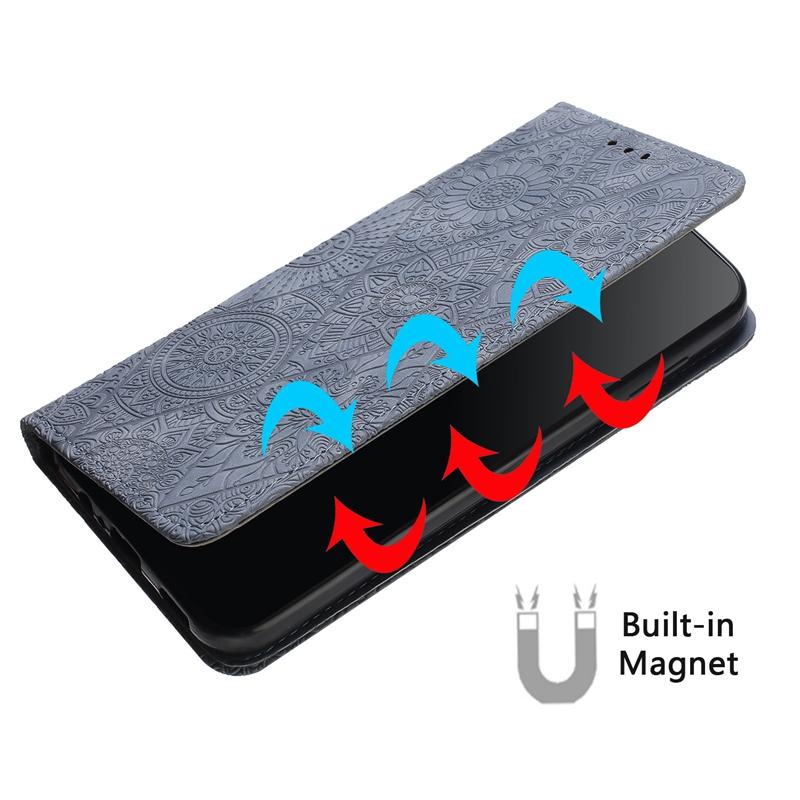 Сильный магнитный флип-чехол для телефона для iPhone Samsung Xiaomi с тиснением Тотема из искусственной кожи с отделениями для карт и кошельком со шнурком
