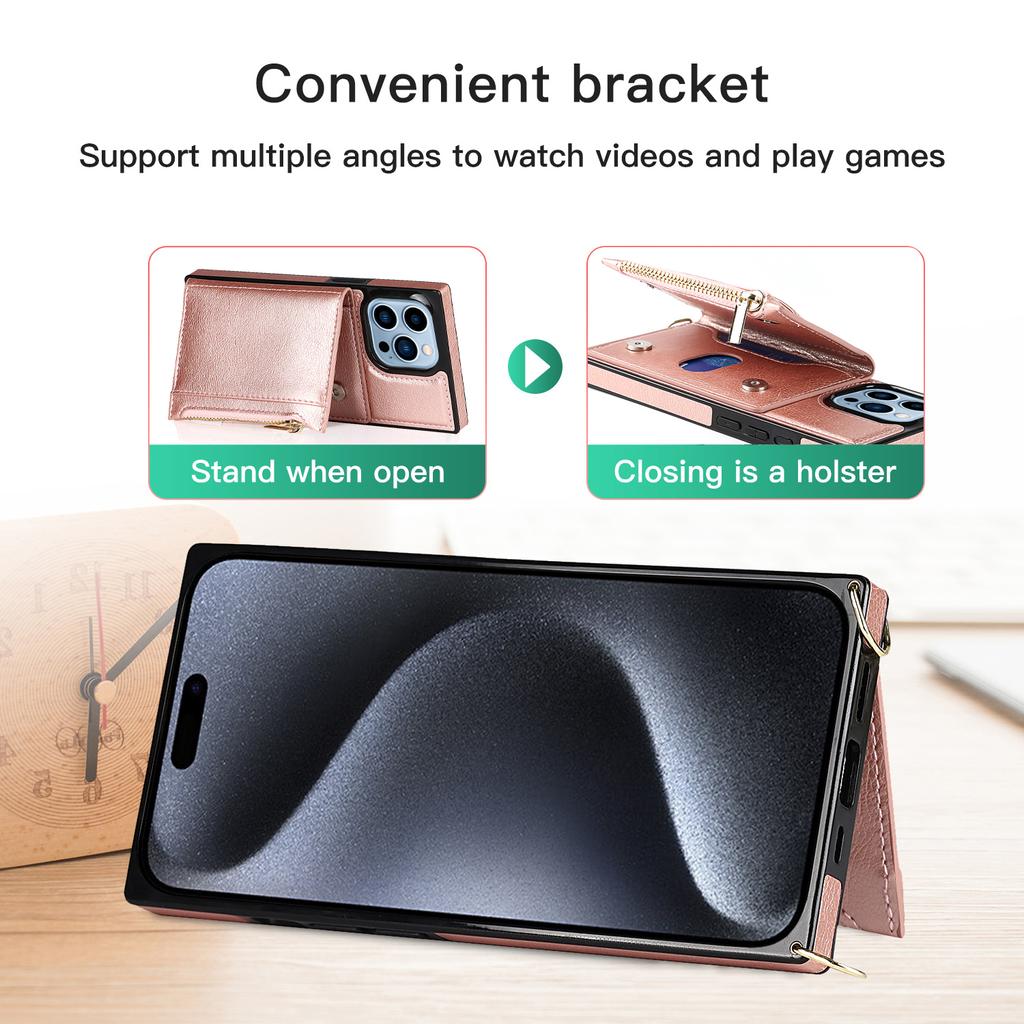 Многофункциональный кожаный чехол-бумажник с ремешком через плечо для iPhone 15 14 Plus 13 12 11 Pro Max XSMax для Samsung S23 S22 S21 Ultra Plus S21FE Huawei Mate 40