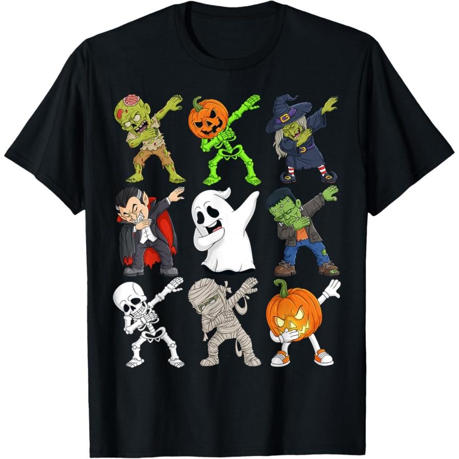 Dabbing Halloween Skeleton Zombie Scary Pumpkin Vampire Boys T-Shirt