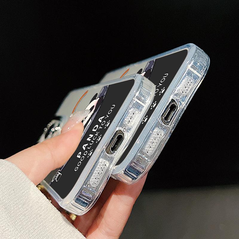 Милый чехол с принтом панды для iPhone 17 18 Pro Max 17E iPhone 16 15 14 13 Pro Max Покрытие Рамка для камеры Прозрачный Мягкий чехол