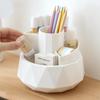 Pen Stand 360° Rotating Pen Holder 4-Grid Makeup Brush Organizer Pencil Storage Box  Home