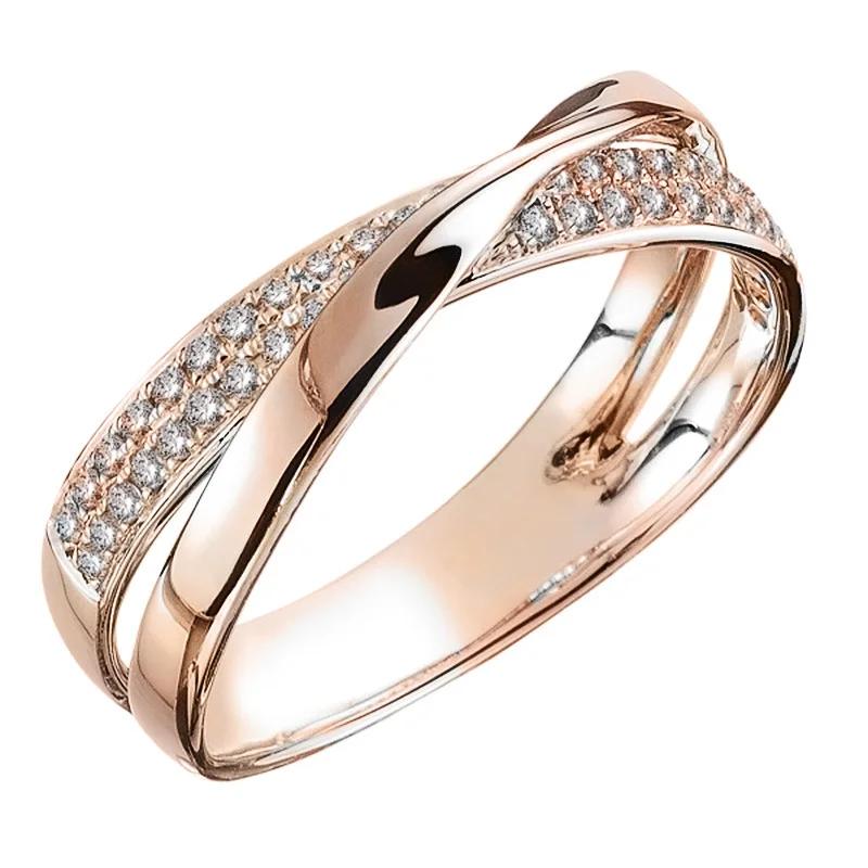 Classic Female Ring 925 Silver Two Tone X Shape Cross Rings For Women Infinite Dazzling Zircon Wedding Rings Anillos