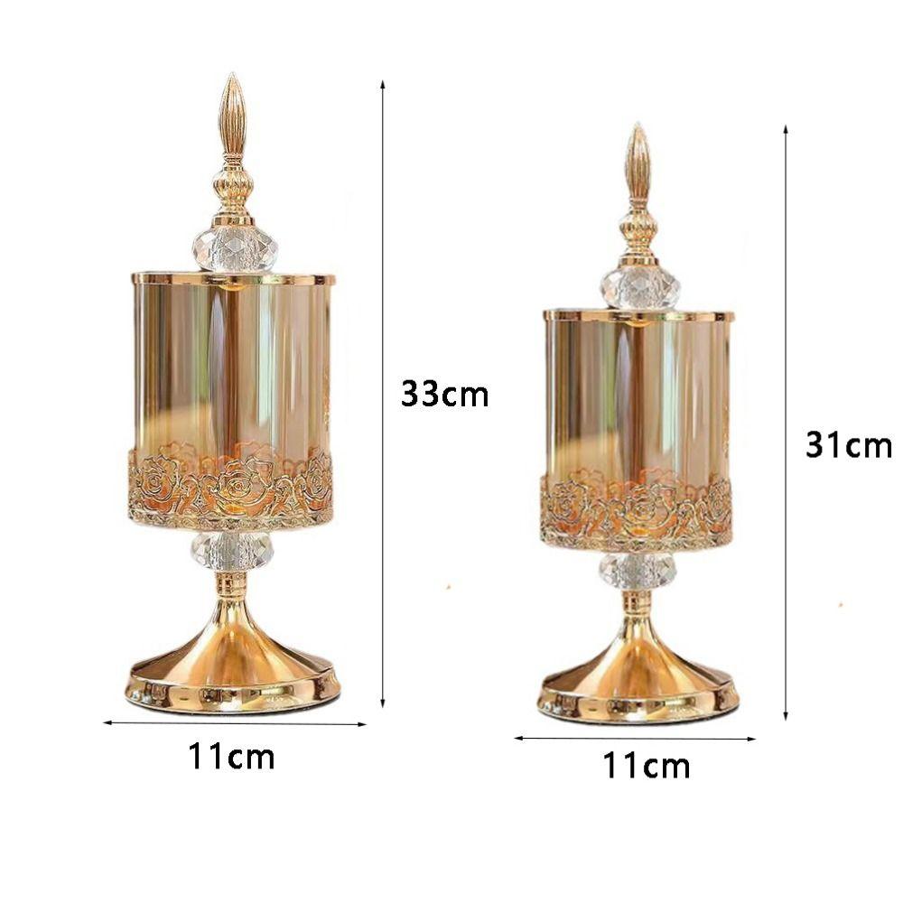 With Lid Crystal Glass Storage Jar European Gold-plated Storage New Rose Candy Jar