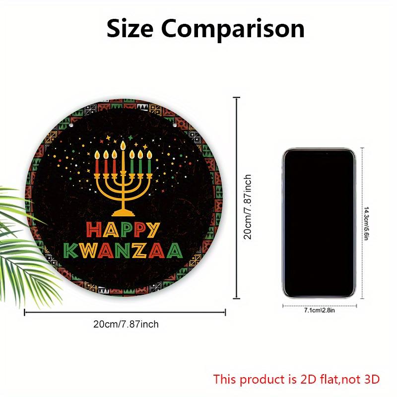 Classic Happy Kwanzaa Wooden Sign - African American Festivals Round Sign for Front Door, Wall Hanging Decor - Ideal Kwanzaa Decor