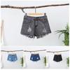 Women Denim Shorts Ripped Hole High Waist Button Zipper Closure Loose Fit A-line Plus Size Short Jeans Lady Dating Beach