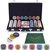 Casino Set with BJ 300 Casino Numbered Poker Chip Set with Playing 3 Dealer Casino Casino Black Case of Mat, Chips, Set, Cards, Buttons, Game, Set,