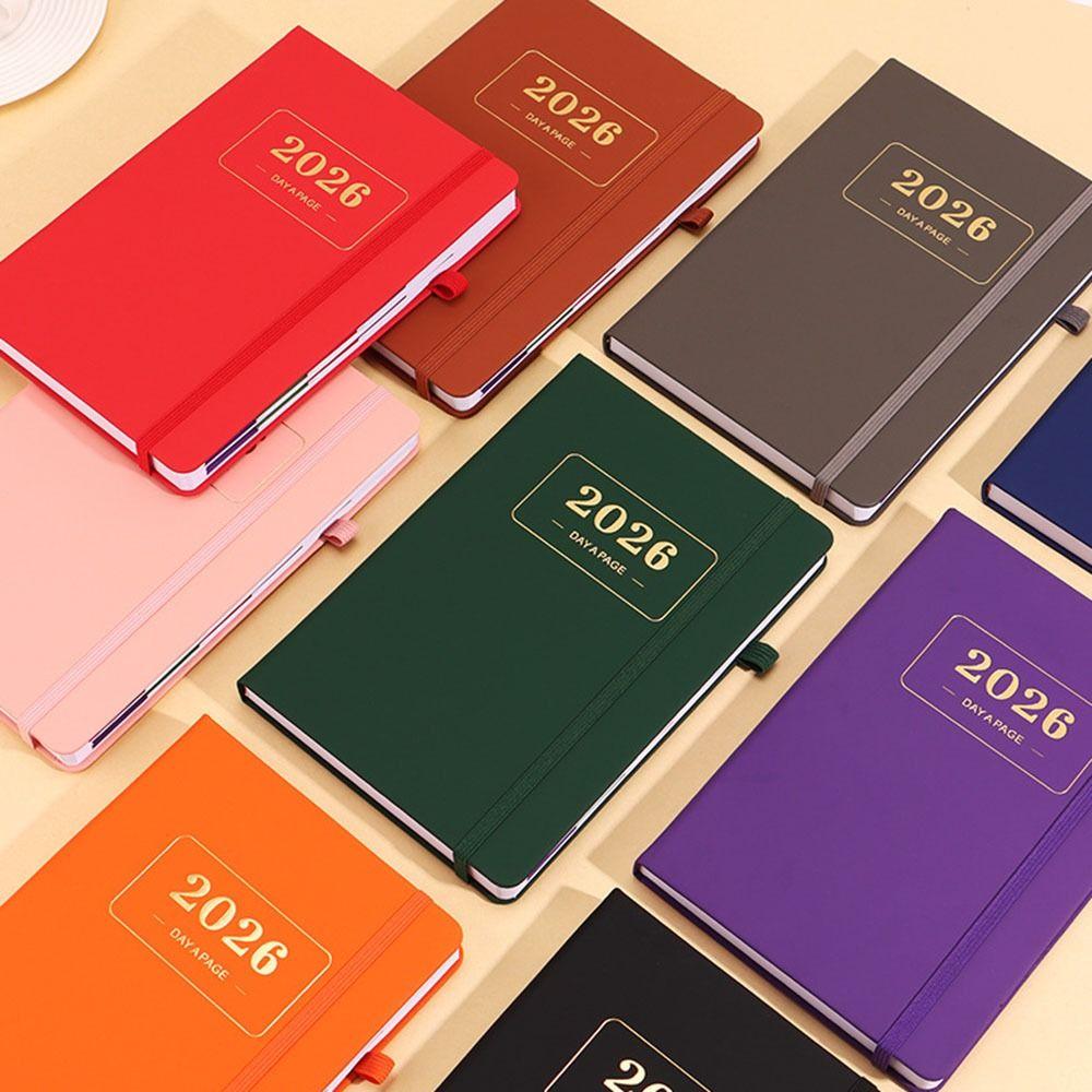 PU Leather 2026 Daily Planner 2026.1.1-2026.12.31 Calendar Book Portable Agenda Notepad  Office