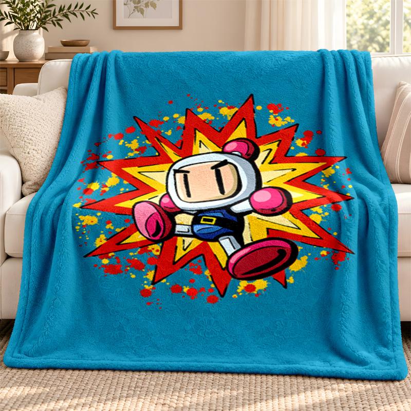 Bomberman blanket Flannel Blanket Soft Cozy Plush Throw for Sofa Bed Lightweight Home Decoration Outdoor camping
