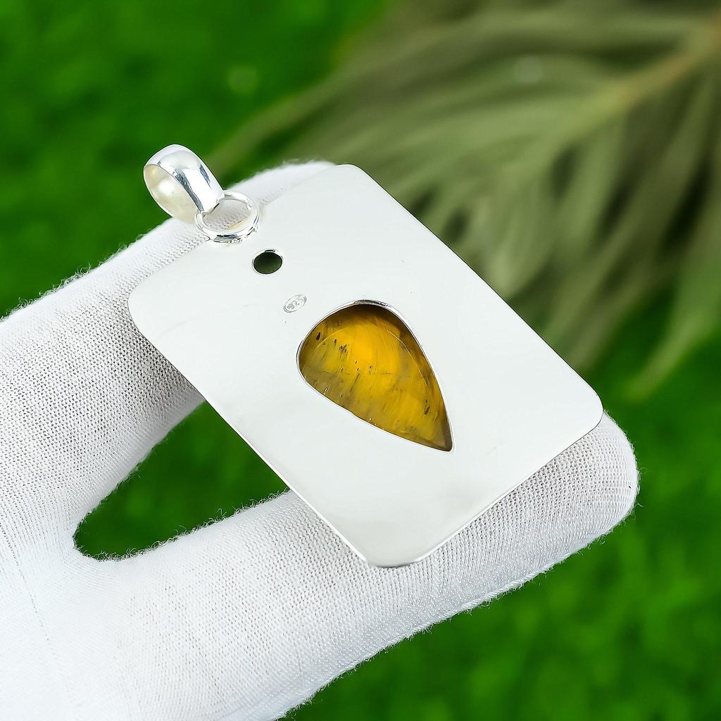 Gift For Women Jewelry Pendant 925 Sterling Silver Natural Tiger Eye Gemstone