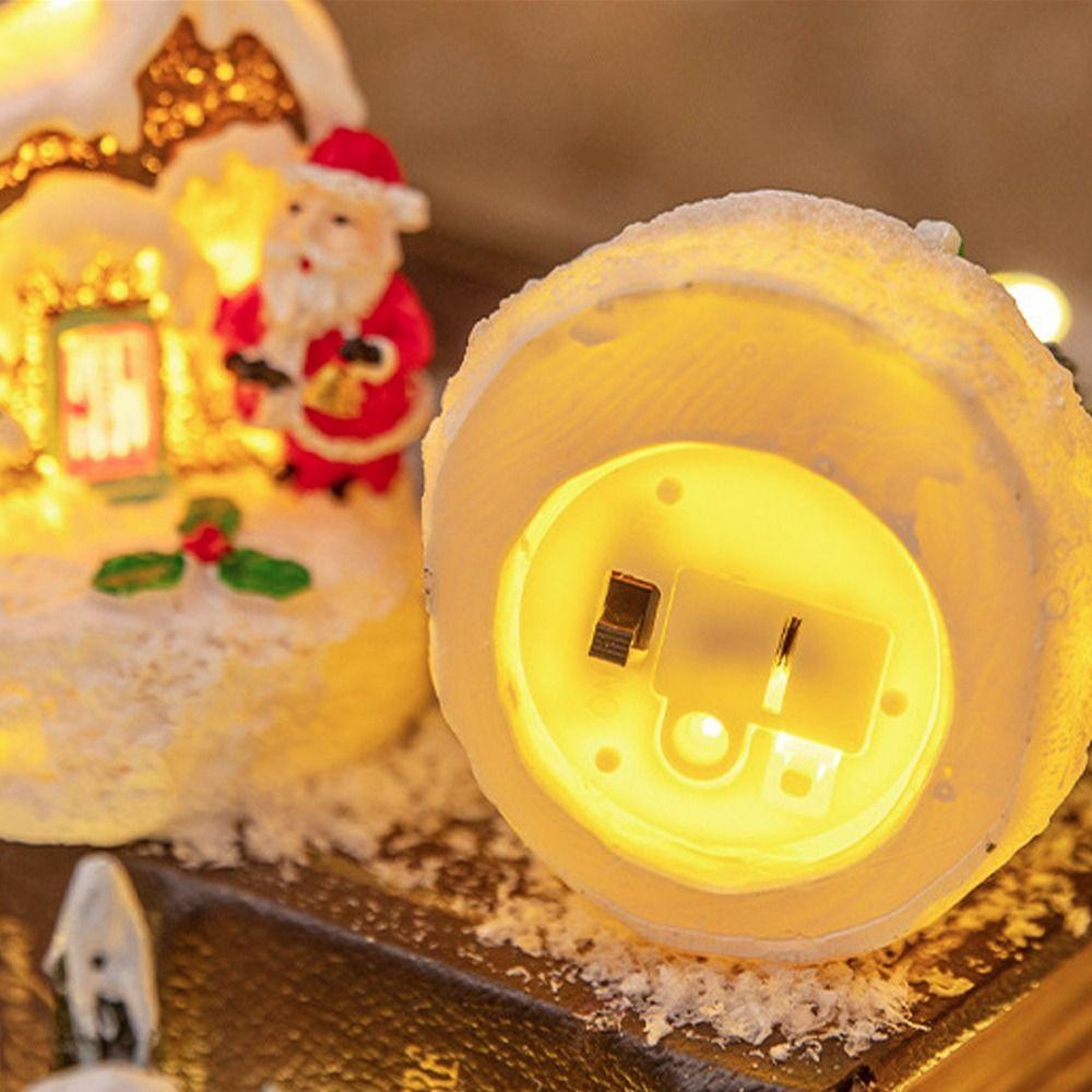 Resin House Statue Light Creative Santa Claus Snowman Lamp Miniature Figurine Sculptures  Festival