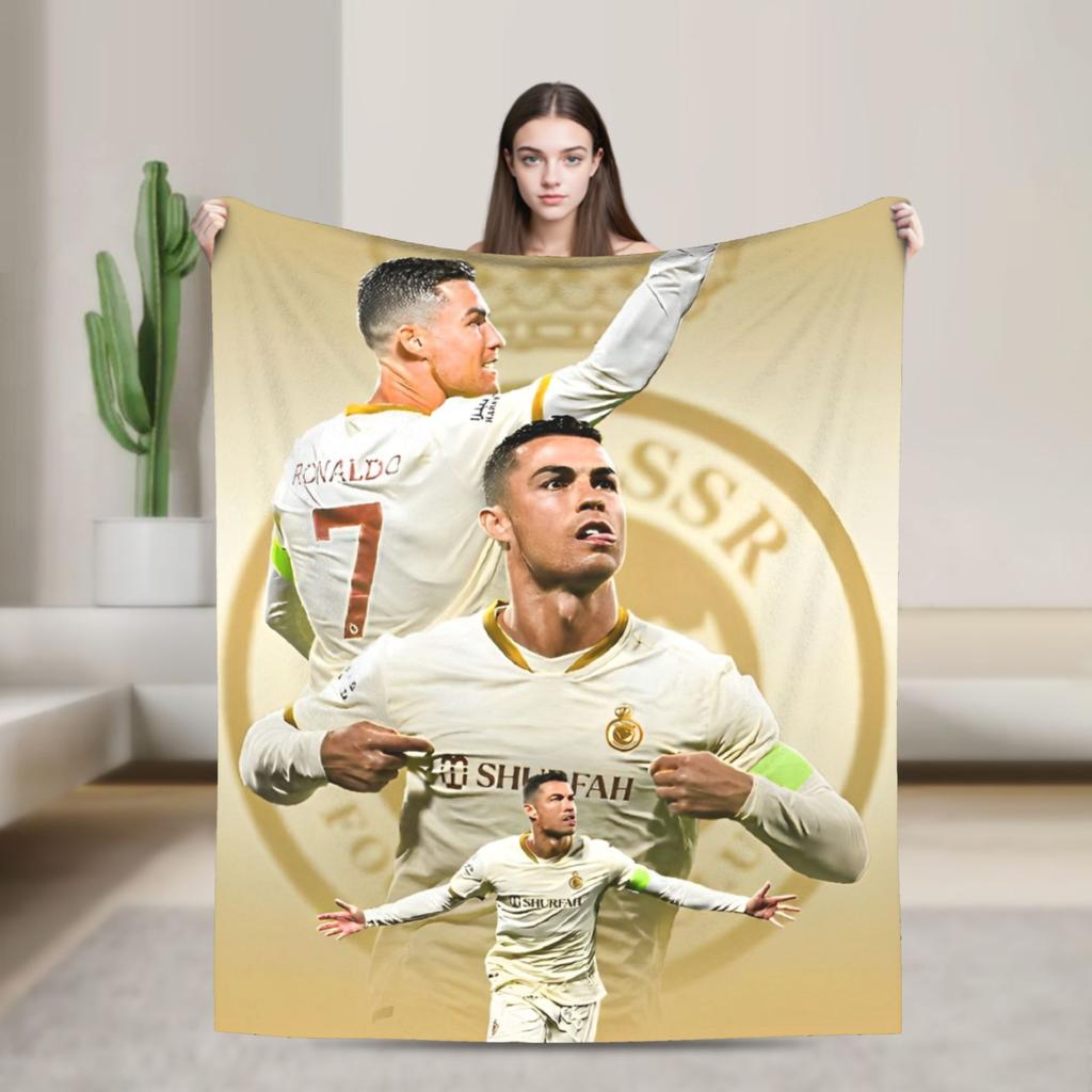 Football Legend CR7 Plush Blanket Vintage Throw Blanket for Home 125*100cm Bedspread