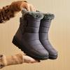 Women Autumn Winter Rabbit Fur High Barrel Warm Velcro Waterproof Snow Boots