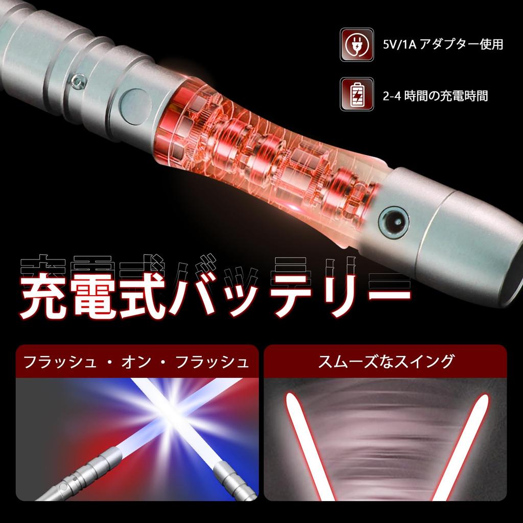 YDDSABER Lightsaber LED Blade Metal Hilt Force FX Lightsaber Sound Effect Sensor Equipped with Rechargeable Light Up Sword (Silver Hilt Red Blade)