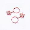 Purple Gold Hollow Five-Pointed Star Earrings Temperament Foreign Style Design Sense Rose Gold Plated Earrings