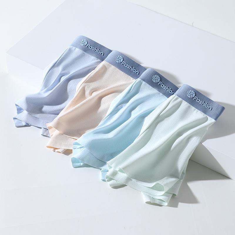 Seamless boys' underwear, children's four cornered shorts, teenagers, middle-aged boys, breathable ice silk flat cornered summer thin design
