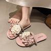 Beautiful Flower Toe Sandals and Slippers for Women In Summer 2025 New Style with Skirt Soft-soled Beach Flat Shoes