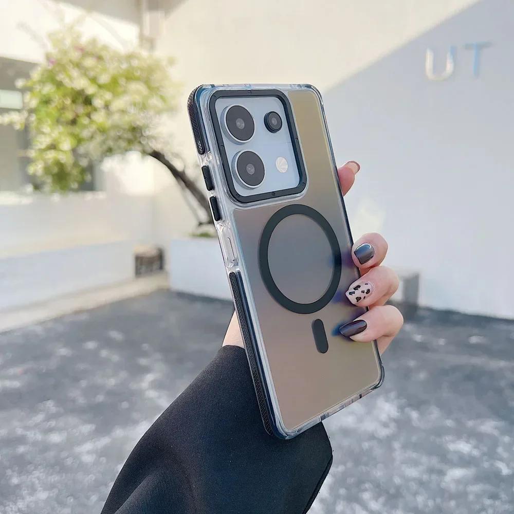Новый Магнитный Чехол С Изменением Цвета для Xiaomi Redmi Note 13 Pro Plus 5G 4G Poco X6 M6 Pro Magsafe Беспроводная Зарядка Ударопрочный Чехол