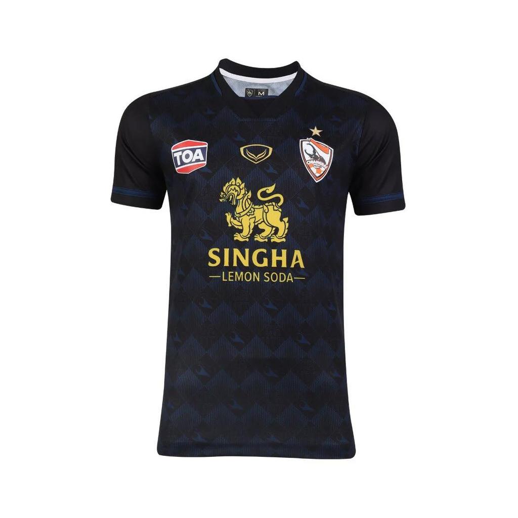 2023 Chiang Rai UNITED FOOTBALL JERSEY THAILAND LEAGUAGE SHIRT SOCCER POLYESTER FC CLUB SPONSOR SINGHA TOA PAINT BLACK GRAY