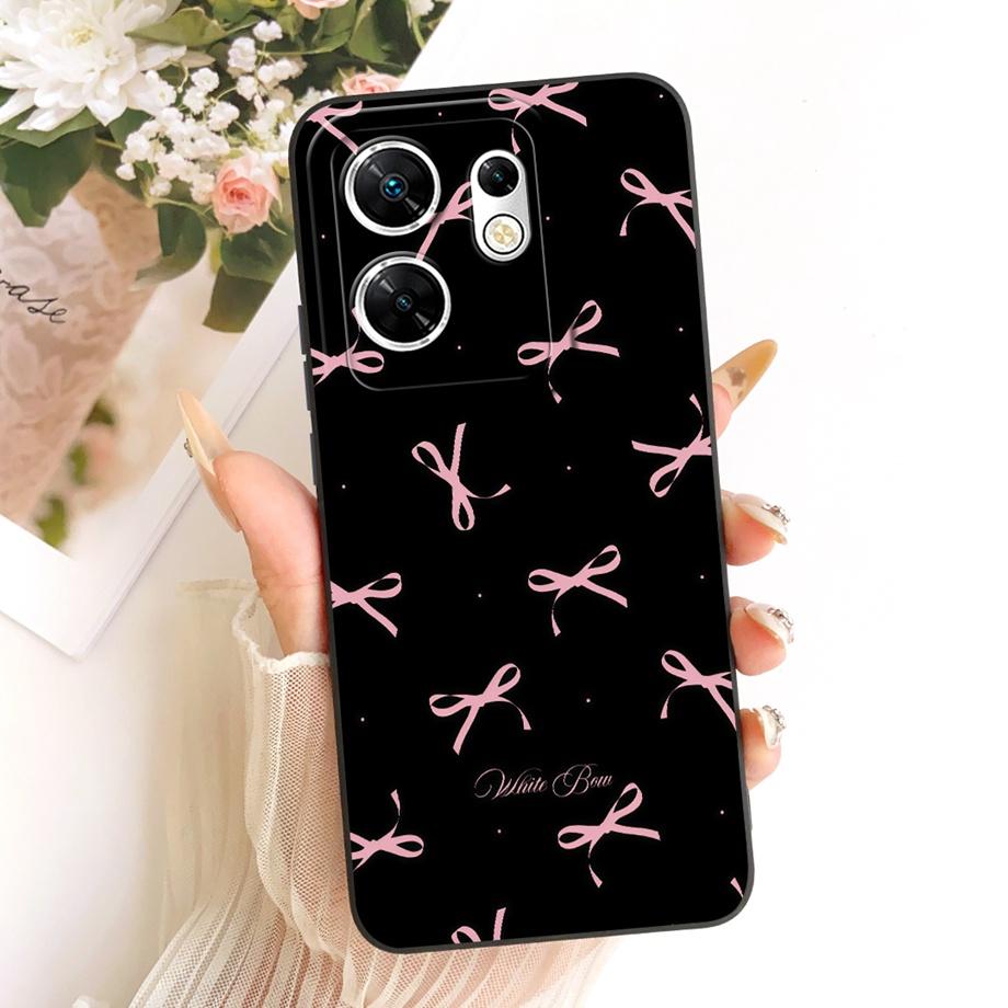 Модный чехол с рисунком для Infinix Zero 30 4G 5G Zero X Neo X Pro, мягкий матовый силиконовый чехол с узором из бантиков, мультяшный кот