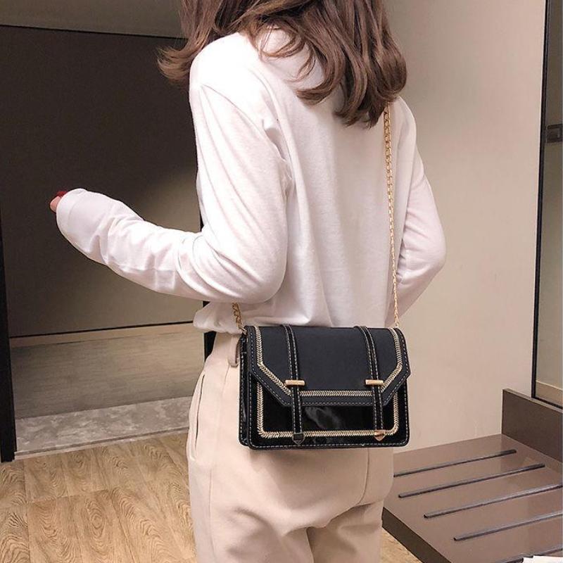 WTEMPO Brand Westernized High-end Women's Backpack Frosted Chain Square Bag Versatile Patent Leather One-shoulder Messenger Bags