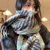 Green Plaid Imitation Cashmere Scarf for Women In Winter Korean Style Thickened Warm Scarf Student Shawl Outer Wear