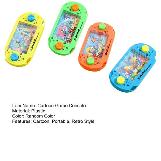 Мультяшная игровая консоль Интересная игра с кольцами на воде Большой экран Ретро-стиль Интерактивная игра Способность к мышлению Пластиковая детская портативная игра