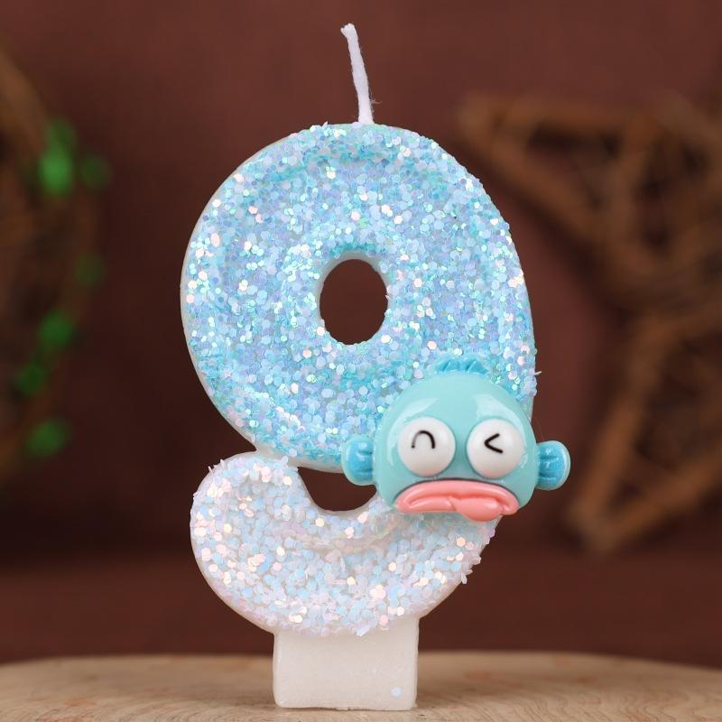 Ugly Fish Cartoon Number Birthday Candle Cake Decoration Holiday Birthday Celebration Handmade Candle 0-9diy